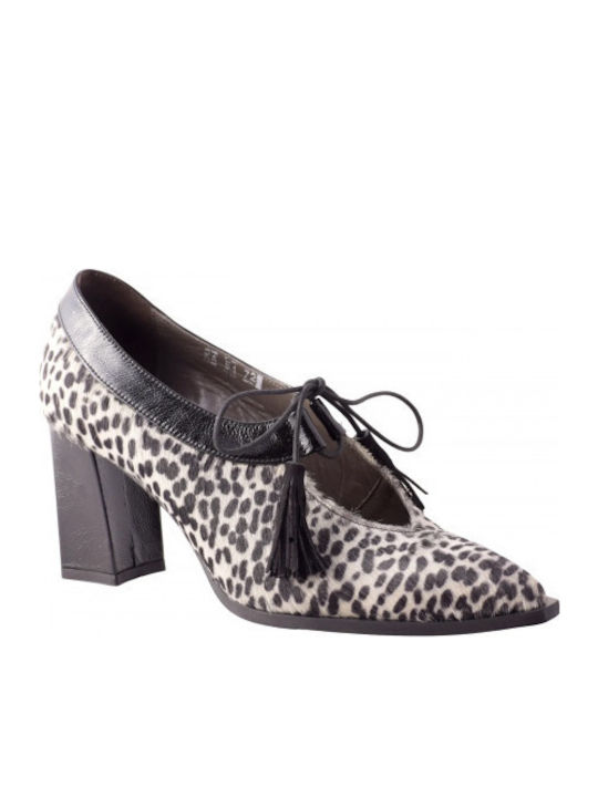 Leder Pumps mit Mittelhohem Absatz Braun