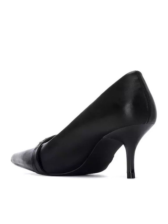 Synthetic Leather Black Medium Heels Animal Print