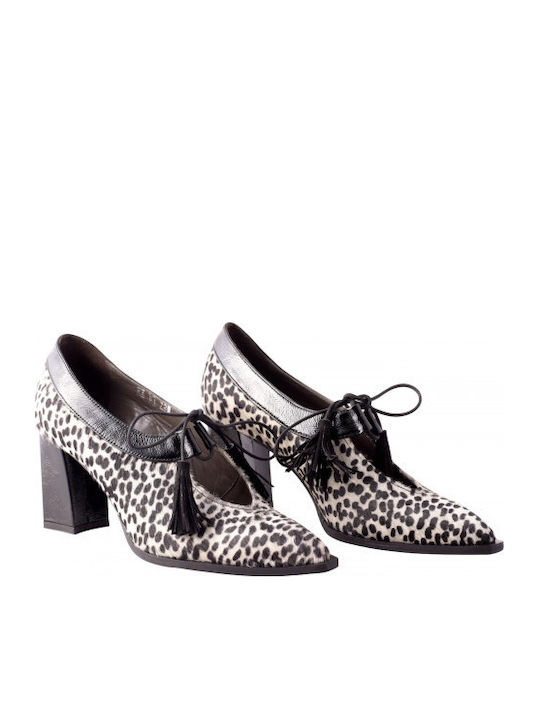 Leder Pumps mit Mittelhohem Absatz Braun