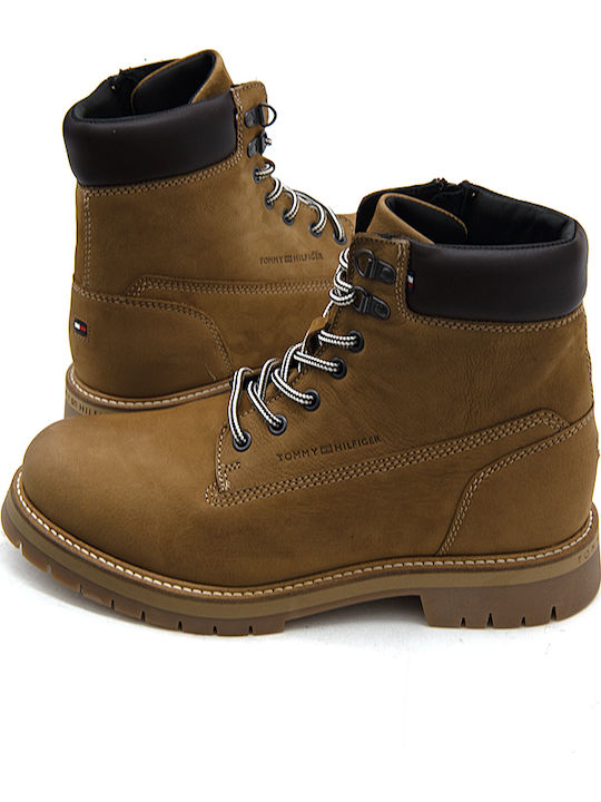 Leather Tabac Brown Men's Boots with Zipper