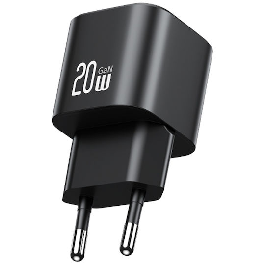 Usams Φορτιστής GaN με Θύρα USB-C και Καλώδιο USB-C - USB-C 20W Power Delivery Λευκός (CC260)