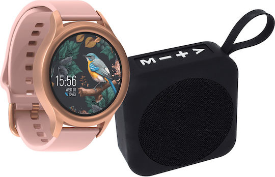 Forever ForeVive 3 SB-340 with 3W Bluetooth Speaker 43mm Smartwatch with Heart Rate Monitor (Rose Gold)