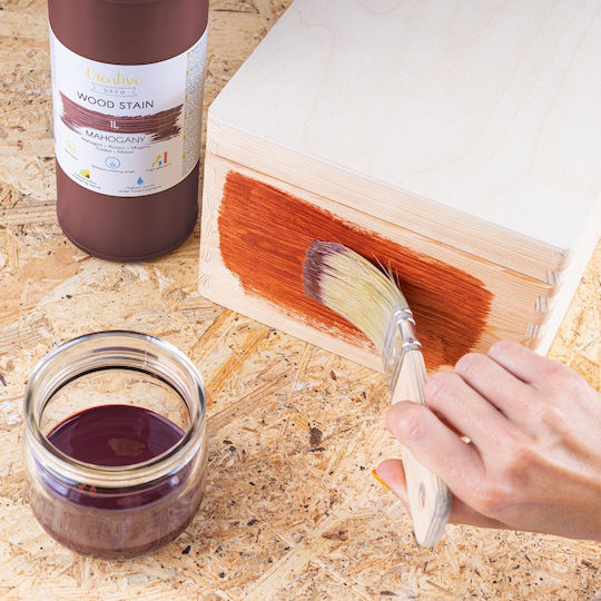 Creative Deco Water-based Varnish Stain Mahogany Color 1l Quick-drying Varnish Non-toxic