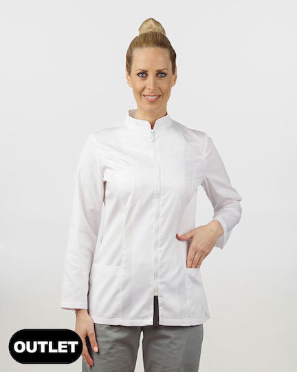 Ayo Sundy Femei Set Pantaloni și Bluza Medicală Alb din Bumbac și Poliester
