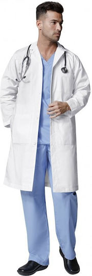 WonderWink Men's White Medical Dressing Gown Cotton and Polyester