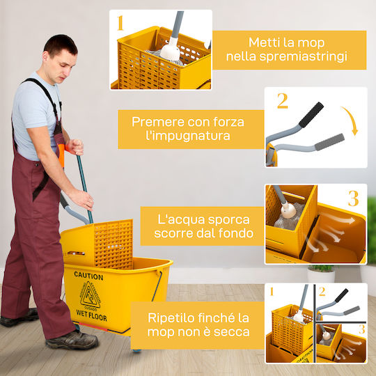 Homcom Reinigungswagen Und Haushaltswaren 20l Presse Set Staubsauger Eimer Wischmopp Rollen