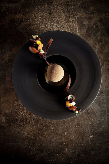 Revol Sphere Serving Plate Shallow Black with Diameter 30.3cm