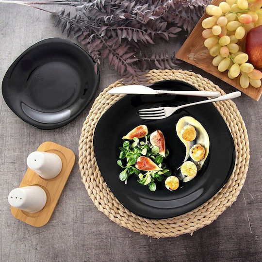 Lumarko Plate Shallow Glass Black with Diameter 26.5cm