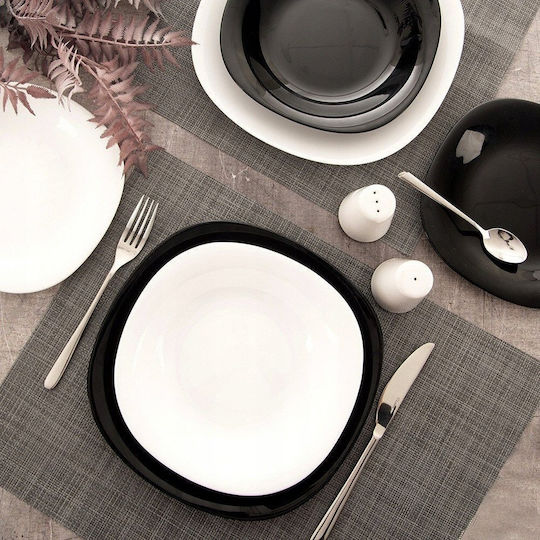 Lumarko Plate Shallow Glass Black with Diameter 26.5cm