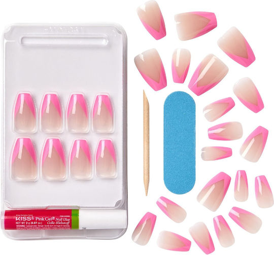 Kiss Salon Acrylic French False Nail Tip Pink