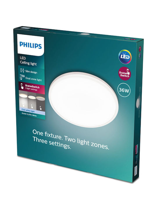 Philips Таванно осветление Бяла с Вграден LED