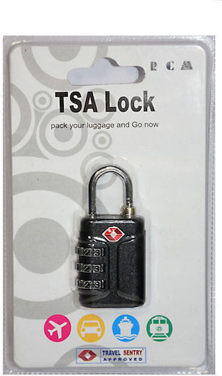RCM Padlock Brass Combination with TSA Certification Black 1pcs