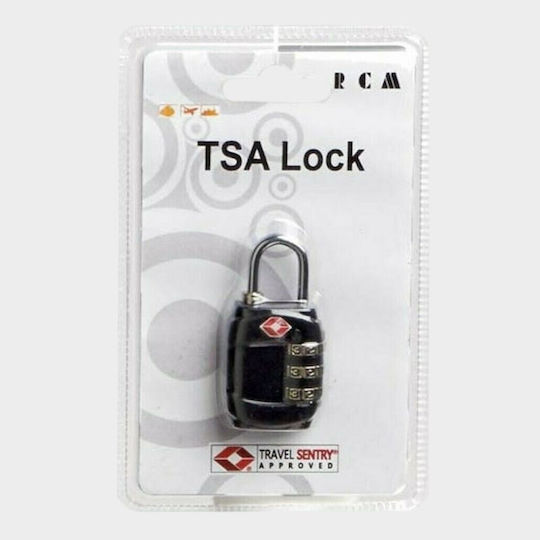 RCM Padlock Brass Combination with TSA Certification Black 1pcs