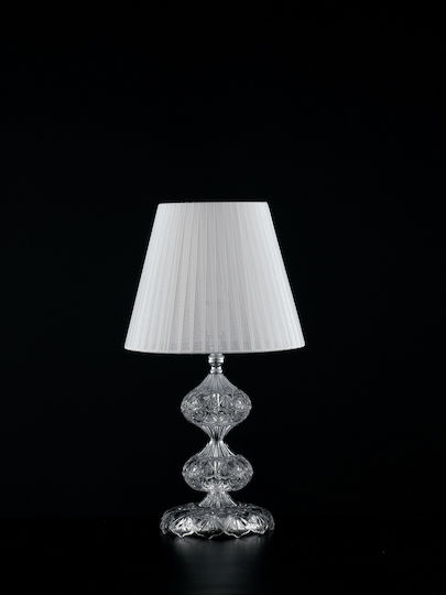 Fan Europe Incanto-L1 Kristall Vintage Tischlampe für Fassung E14 mit Weiß Schirm und Transparent Basis