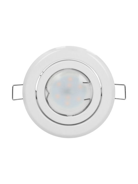 Orno Round Metallic Recessed Spot with Integrated LED and Adjustable White Light White 97x97cm. 1pcs