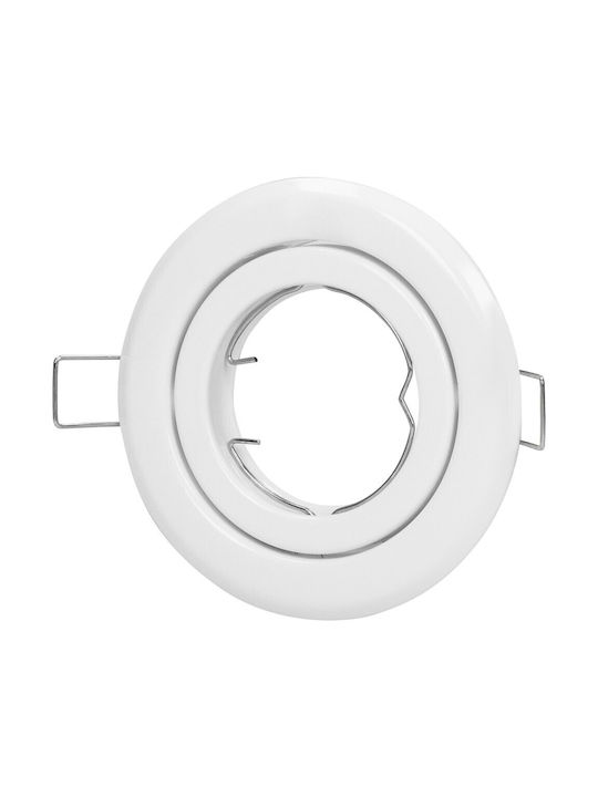 Orno Round Metallic Recessed Spot with Integrated LED and Adjustable White Light White 97x97cm. 1pcs