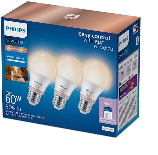 Philips Becuri Smart Smart Led Bulb E27 LED pentru Dulie E27 3buc