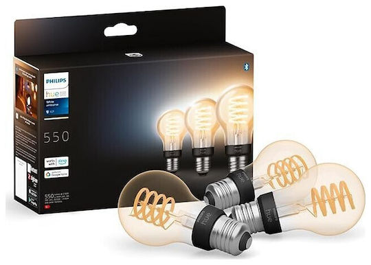 Philips Smart Bulbs LED 7W for Socket E27 and Shape A60 Adjustable White 550lm 3pcs