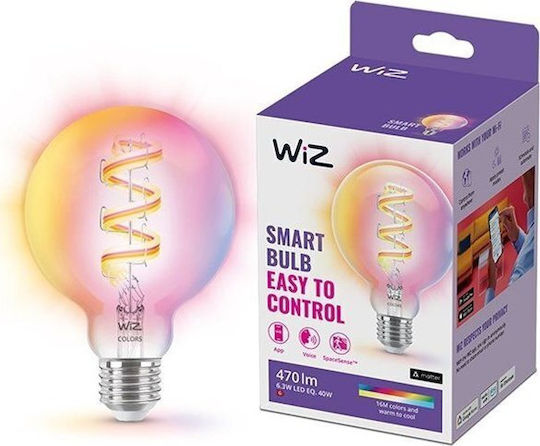 WiZ Smart Λάμπα LED 6.3W για Ντουί E27 και Σχήμα G95 RGB 470lm