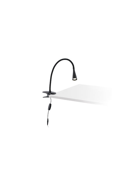 Faro Barcelona Lena LED Office Lamp with Flexible Arm and Clip in Black Color