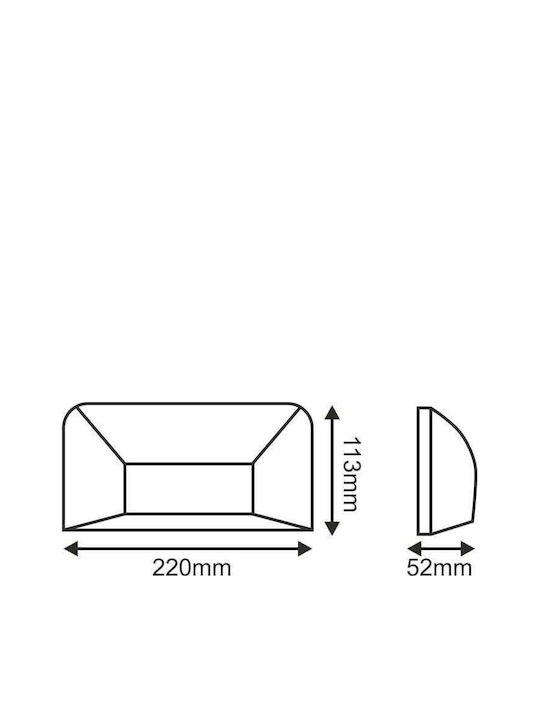 Aca Wall-Mounted Outdoor Ceiling Light LED IP65 6W with Warm White Light 22x11.3x5.2εκ.