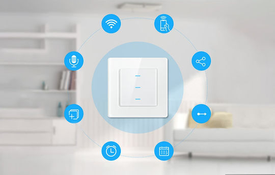 Avatto Avatto Χωνευτός Διακόπτης Τοίχου Wi-Fi Διπλός με Πλαίσιο Λευκός