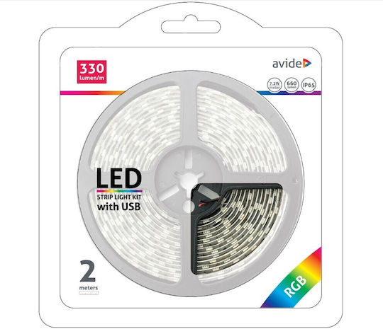 Avide Αδιάβροχη Ταινία LED ABLSBL5V5050-30RGB65 5V RGB Φως 2m Τύπου SMD5050