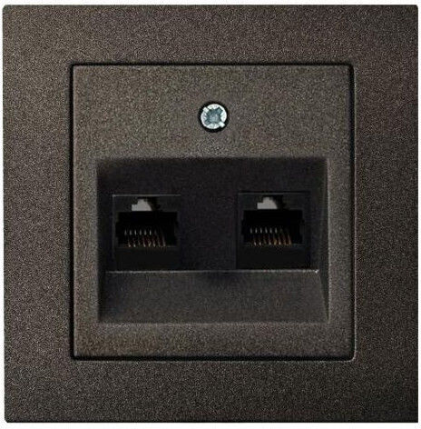 Liregus Double Network Socket Mechanism RJ45 in Black Color IKL-002-01_E/J