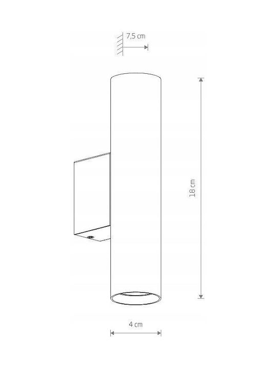 Nowodvorski Lamp Wall with Socket GU10 Black 7.5x4cm