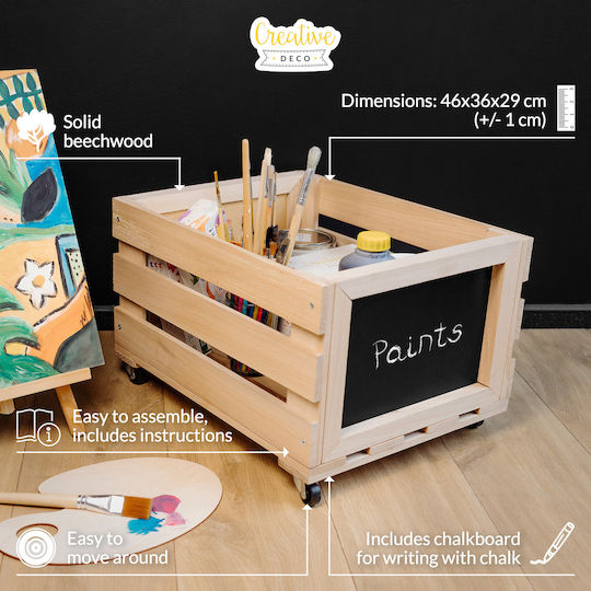 Creative Deco Holzbox Schallplatten Tafel 80 Schallplatten 46x36x29 cm + 1 cm