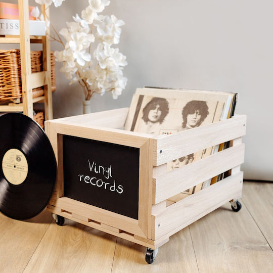 Creative Deco Holzbox Schallplatten Tafel 80 Schallplatten 46x36x29 cm + 1 cm