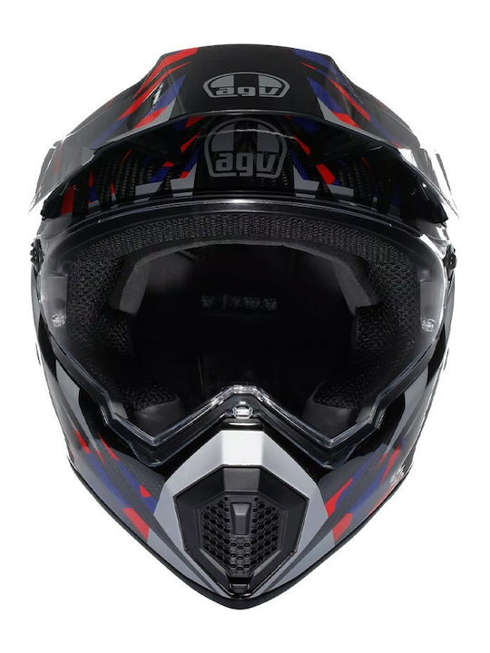 AGV AX-9 Steppa Carbon/Red/Blue Motorcycle Helmet On-Off ECE 22.05 1365gr with Pinlock