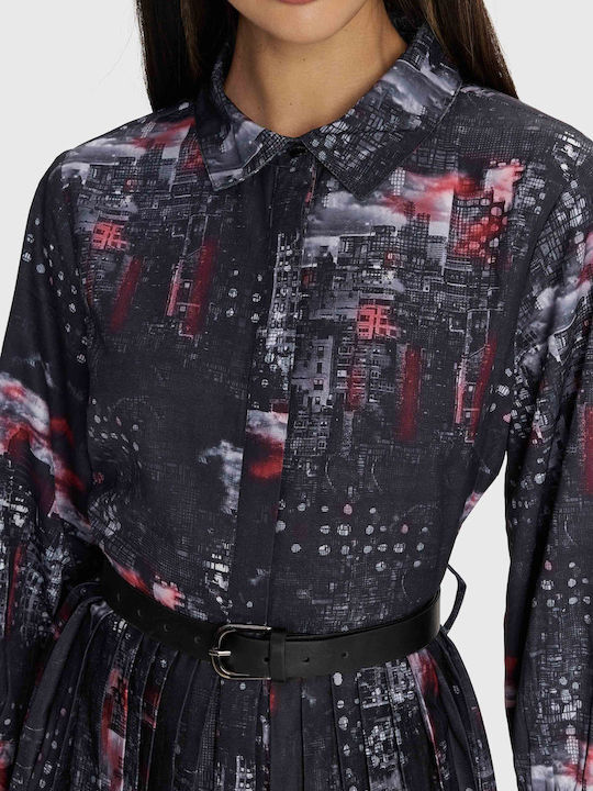 Midi Shirt Dress Multicolor