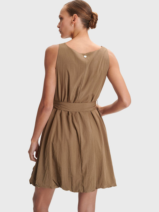 Καλοκαιρινό Mini Φόρεμα για Γάμο / Βάπτιση Khaki