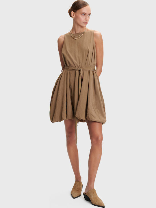 Καλοκαιρινό Mini Φόρεμα για Γάμο / Βάπτιση Khaki