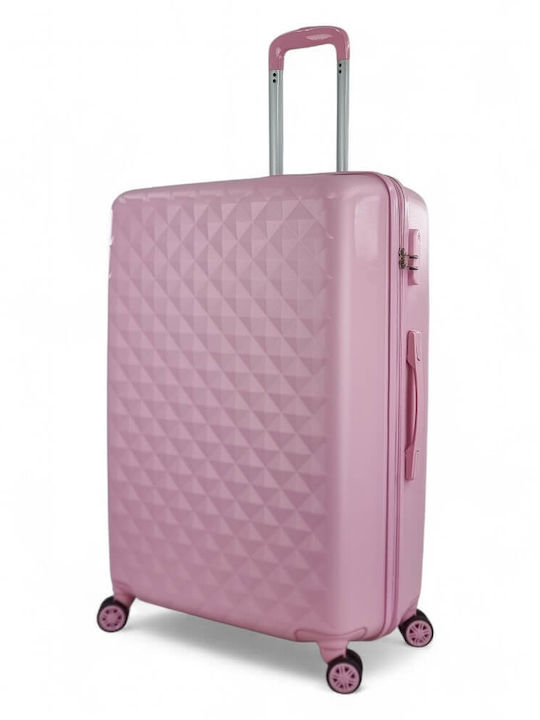 Playful Bags Large Travel Suitcase Hard Pink with 4 Wheels Height 72cm