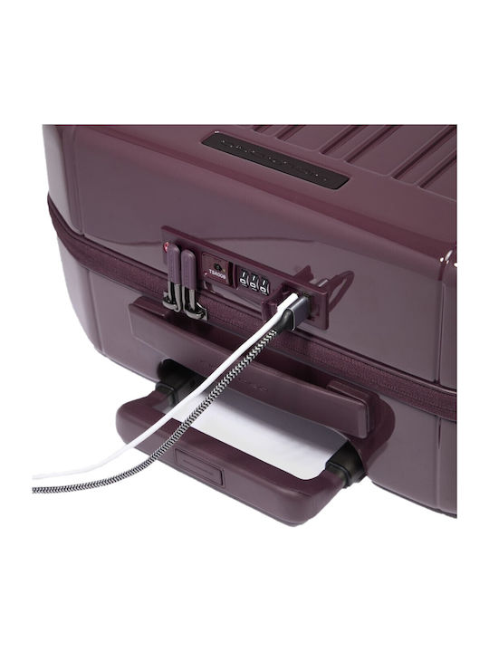 Piquadro Travel Cabin Suitcase Light Burgundy with 4 Wheels Height 55cm