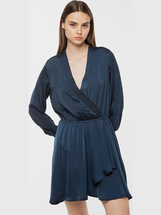 Karim Mini Hemdkleid Wickel Blau