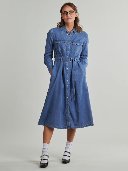 Midi Σεμιζιέ Φόρεμα Τζιν Medium Indigo