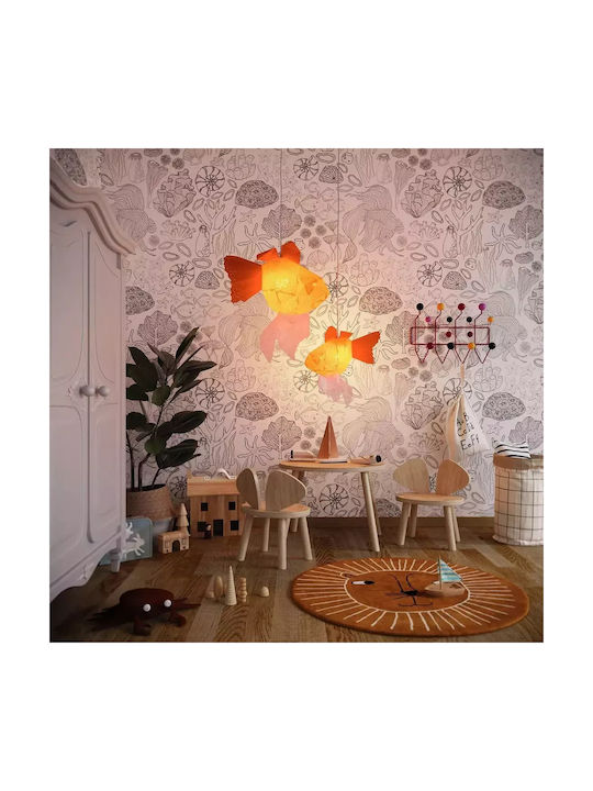 Vasili Lights O singură lumină Lumină de tavan pentru copii Suspendata din plastic cu suport pentru bec E27 Portocaliu 46x40cm