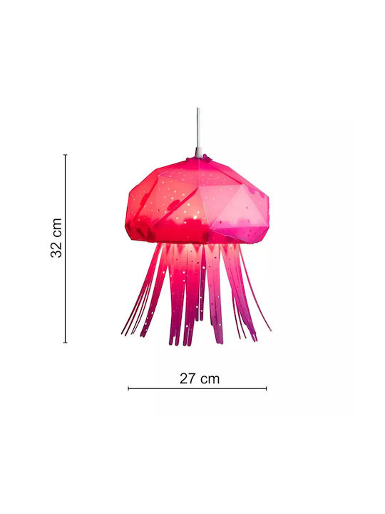 Vasili Lights O singură lumină Lumină de tavan pentru copii Suspendata din plastic cu suport pentru bec E27 Roz 32x27cm
