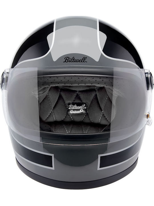Biltwell Gringo S Storm Grey/Black Tracker Gloss Motorcycle Helmet Full Face ECE 22.06