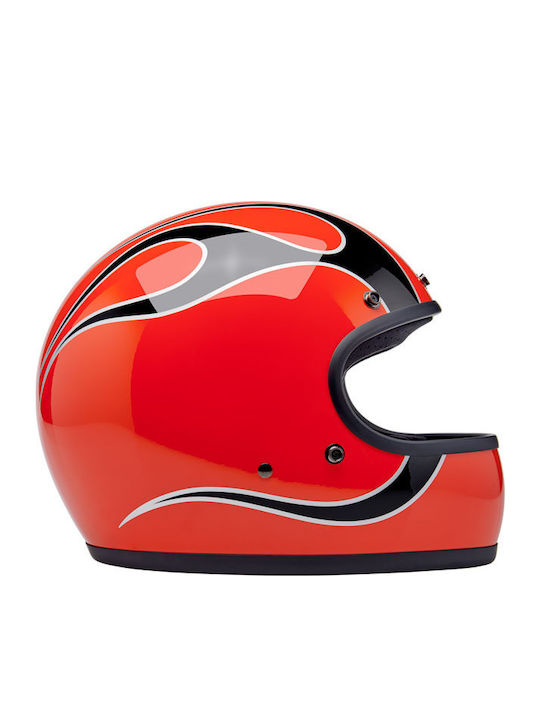 Biltwell Gringo Comp Orange Flames Motorcycle Helmet Full Face DOT / ECE 22.06