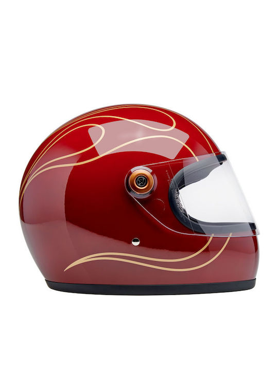 Biltwell Gringo S Garnet Red Flames Мотоциклетна каска Full Face DOT / ECE 22.06