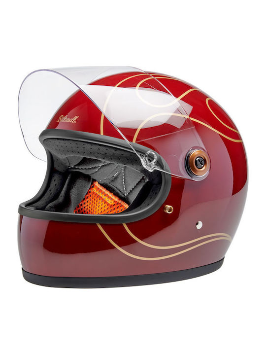 Biltwell Gringo S Garnet Red Flames Мотоциклетна каска Full Face DOT / ECE 22.06