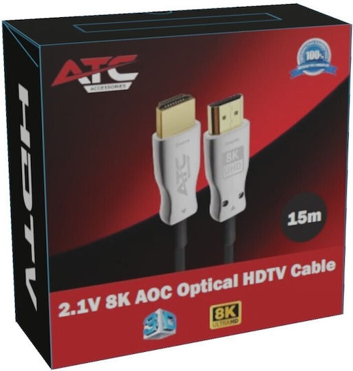 ATC HDMI 2.1 Ultra High Speed 48Gbps 4K 120Hz HDR VRR Cable HDMI male - HDMI male 15m 20τμχ Μπλε