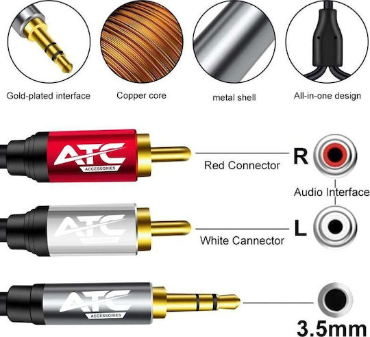 ATC Cablu 2x RCA de sex masculin - 2x RCA de sex masculin 2m
