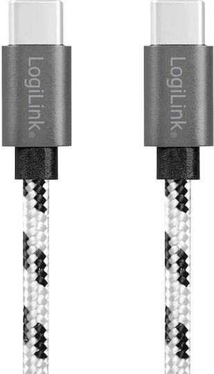 LogiLink Braided USB 2.0 Cable USB-C male - USB-C Λευκό 2m CU0200
