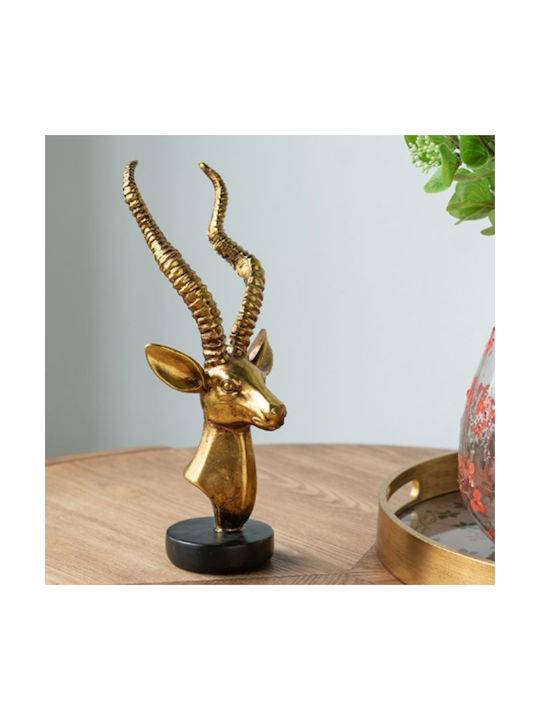 Artekko Animal Gold Tabletop Polyresin Reindeer Head 14x13x30 Cm