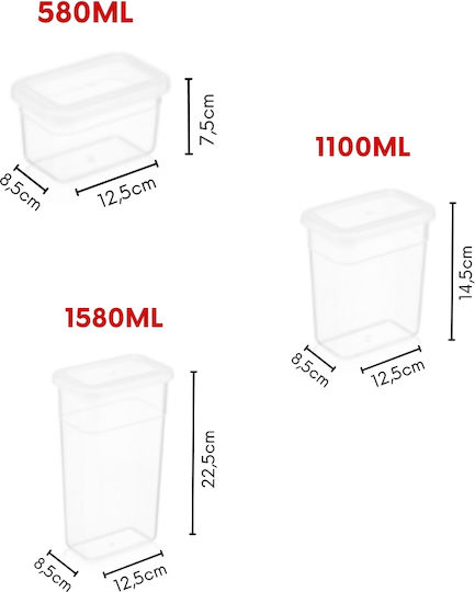 Jar for Pasta Sugar Cereals with Plastic Grey Lid 1580ml